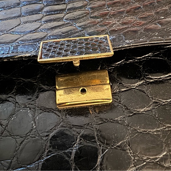 SOLD Vintage Alligator Leather 2 Handbags Frame Bag Brown Black Purse Classic - Picture 15 of 16